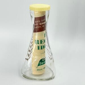 Vintage GOOD SEASONS Cruet Salad Dressing Gold Leaf Print Embossed Glass Bottle